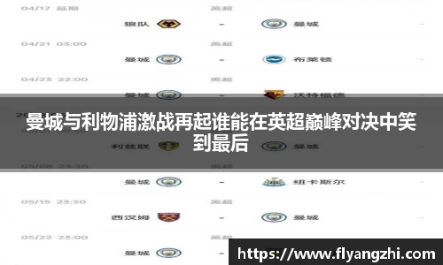 曼城与利物浦激战再起谁能在英超巅峰对决中笑到最后